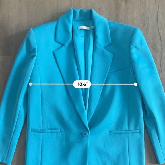 Alice + Olivia Shan Solid Oversized Satin Blazer - Ocean Blue - Size 4 - Picture 14 of 15